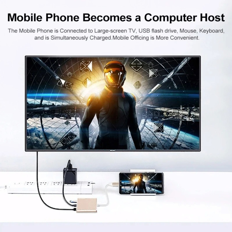 3 in 1 USB C Hub HDMI 4K USB 3.0 Type C Charging Adapter for MacBook