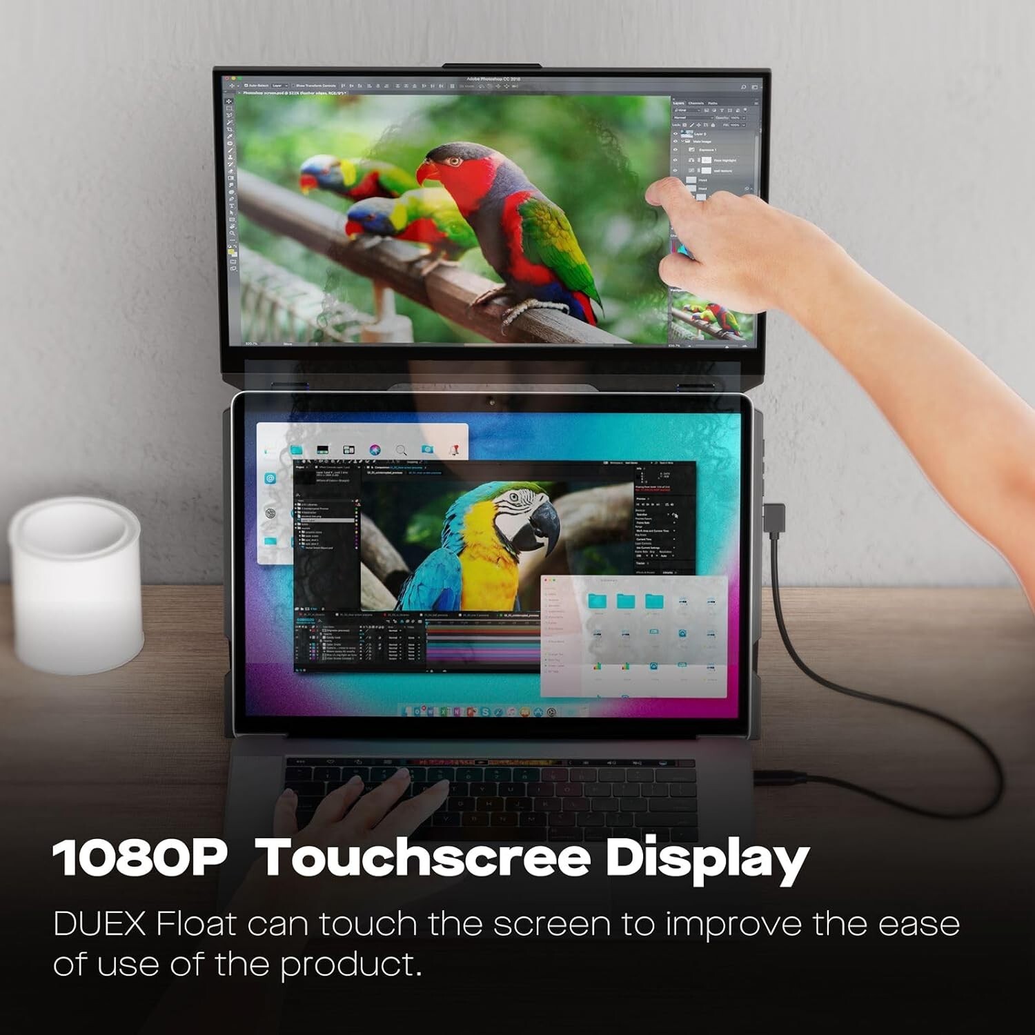 Mobile Pixels 15.6″ Duex Float Portable Stacked Touchscreen Monitor 101-1011P01