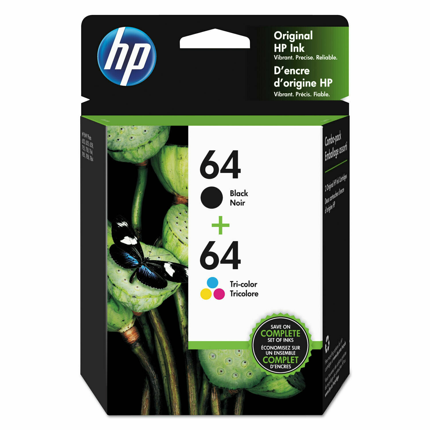Genuine HP 64 Black & Tri Color Ink Cartridge 2 Pack Dated 2025/26 New