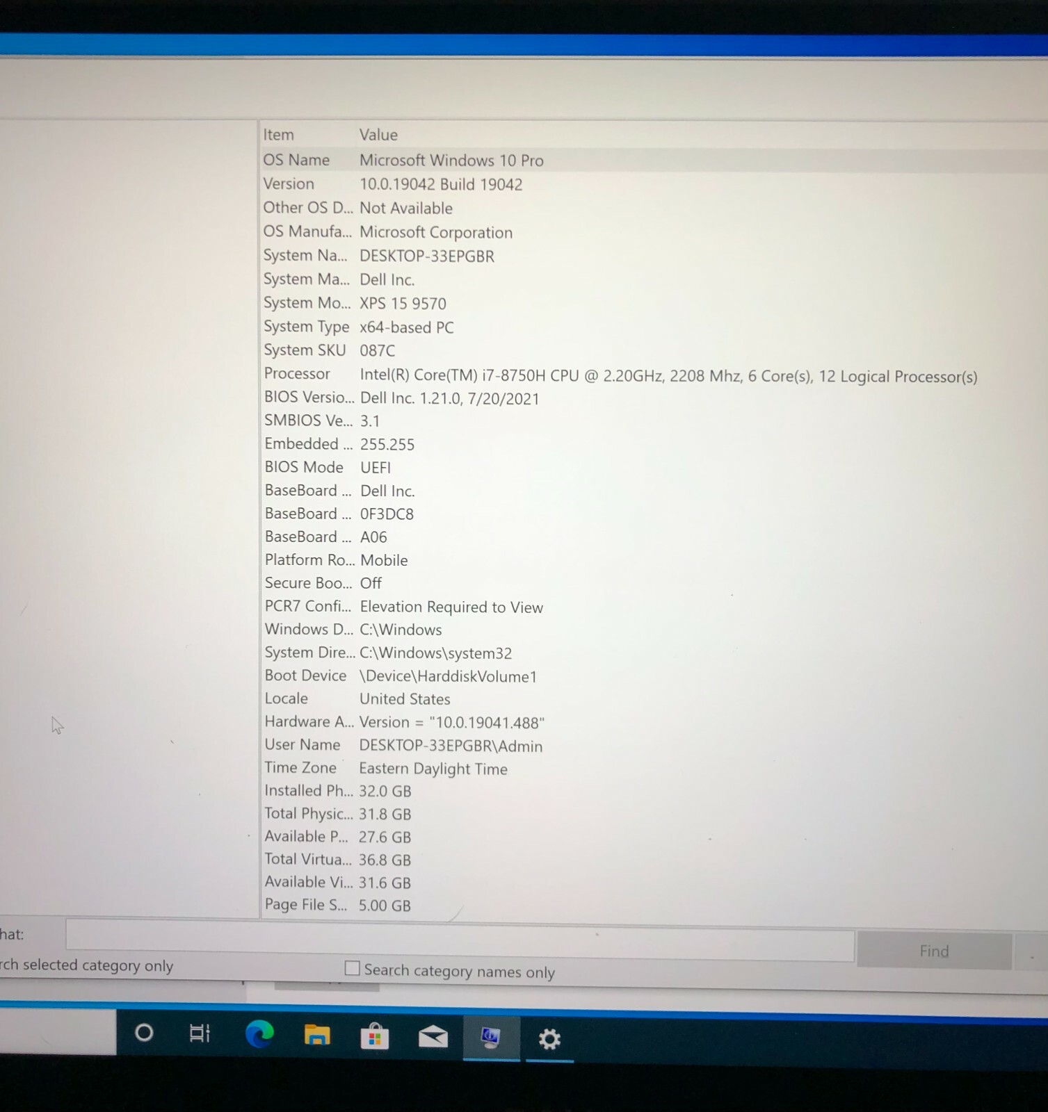 Dell XPS 15 9570 Intel(R) Core (TM)i7-8750H CPU@2.20GHz 2.21GHz (Excellent Cond)