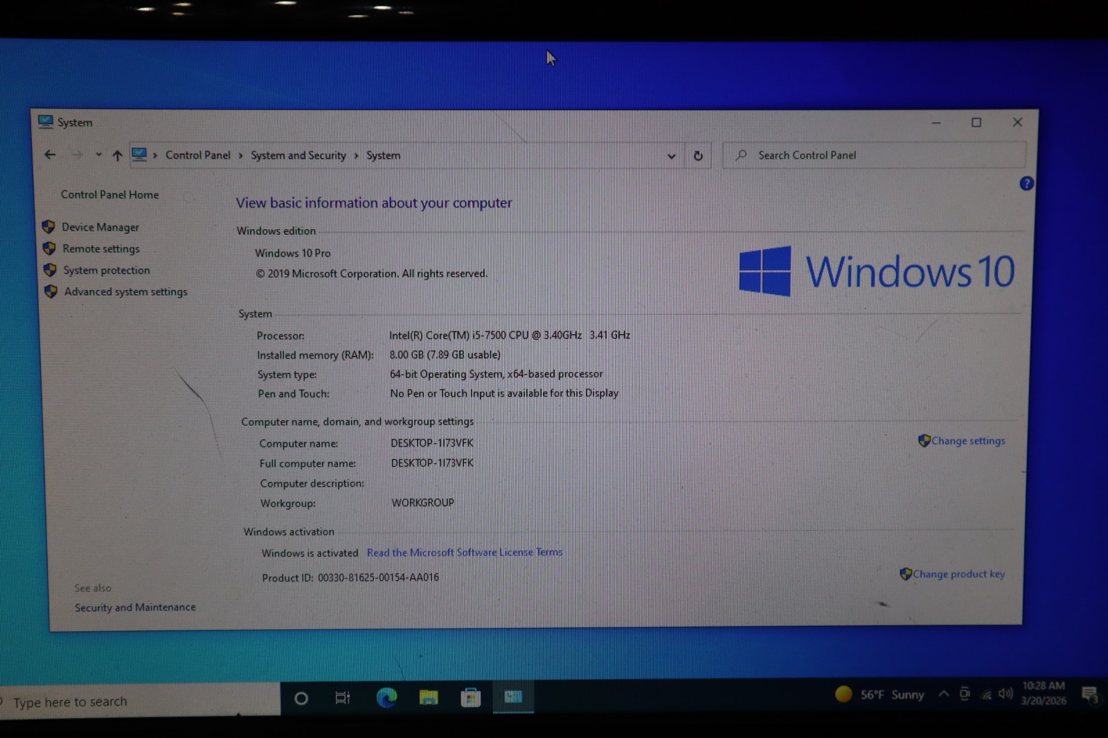 Dell Optiplex 3050 MT Desktop PC i5-7500 3.40GHZ 8GB 500GB HD DVDRW -WIN 10
