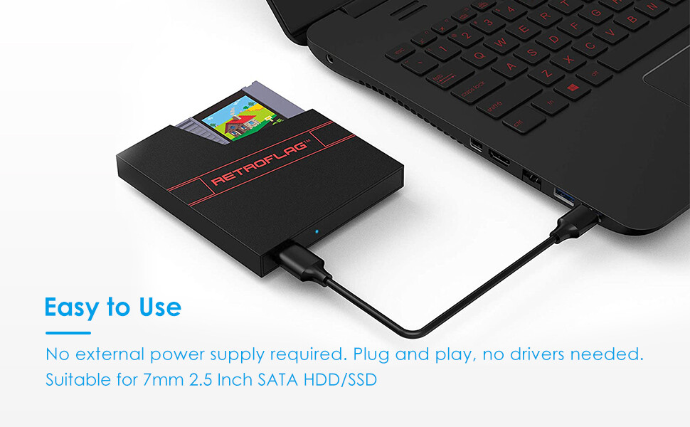 RETROFLAG NES Cartridge Style 2.5-Inch SATA to USB 3.0 External Hard Drive