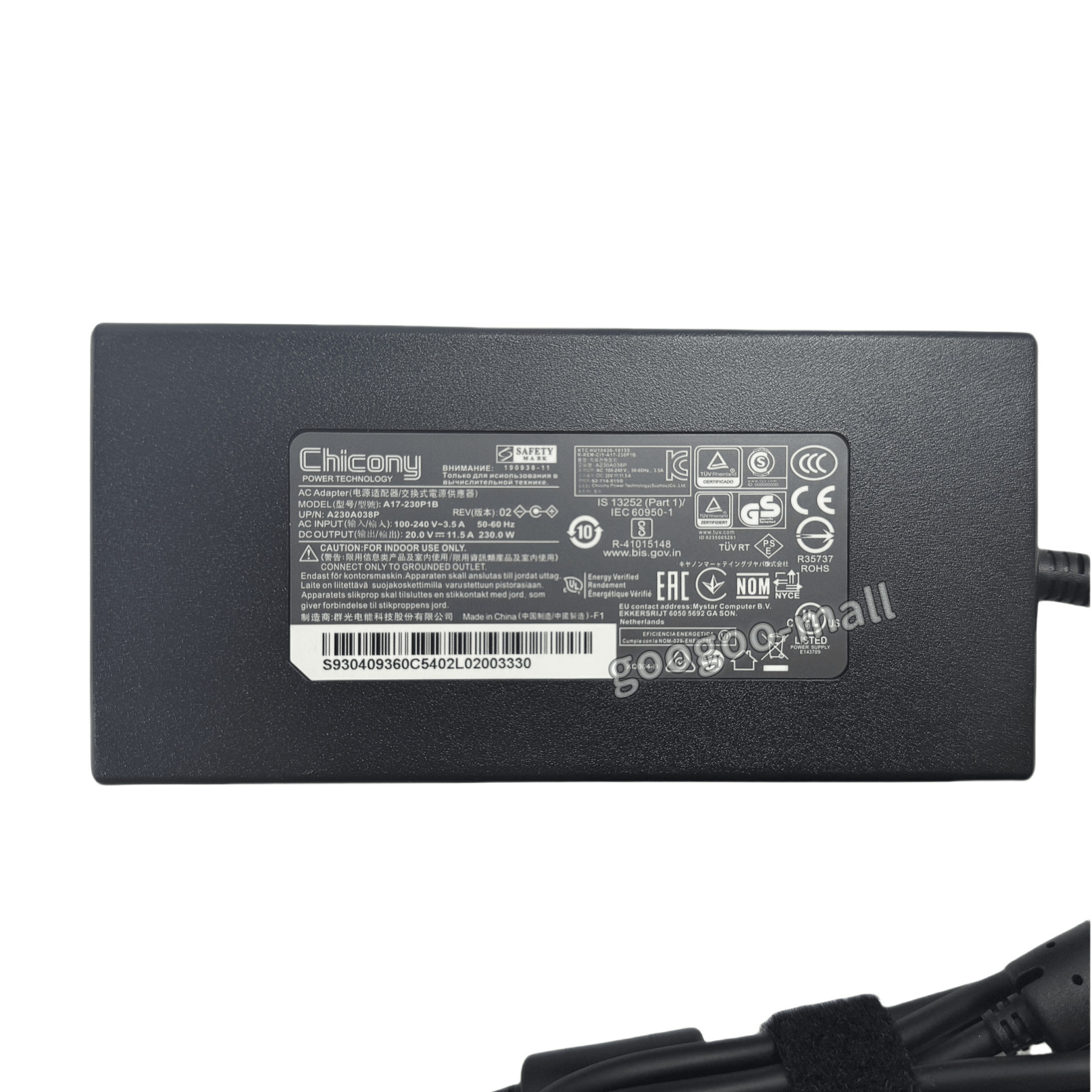 New Original A17-230P1B 230W Chicony AC Adapter Charger for MSI GE66 Raider 10UG