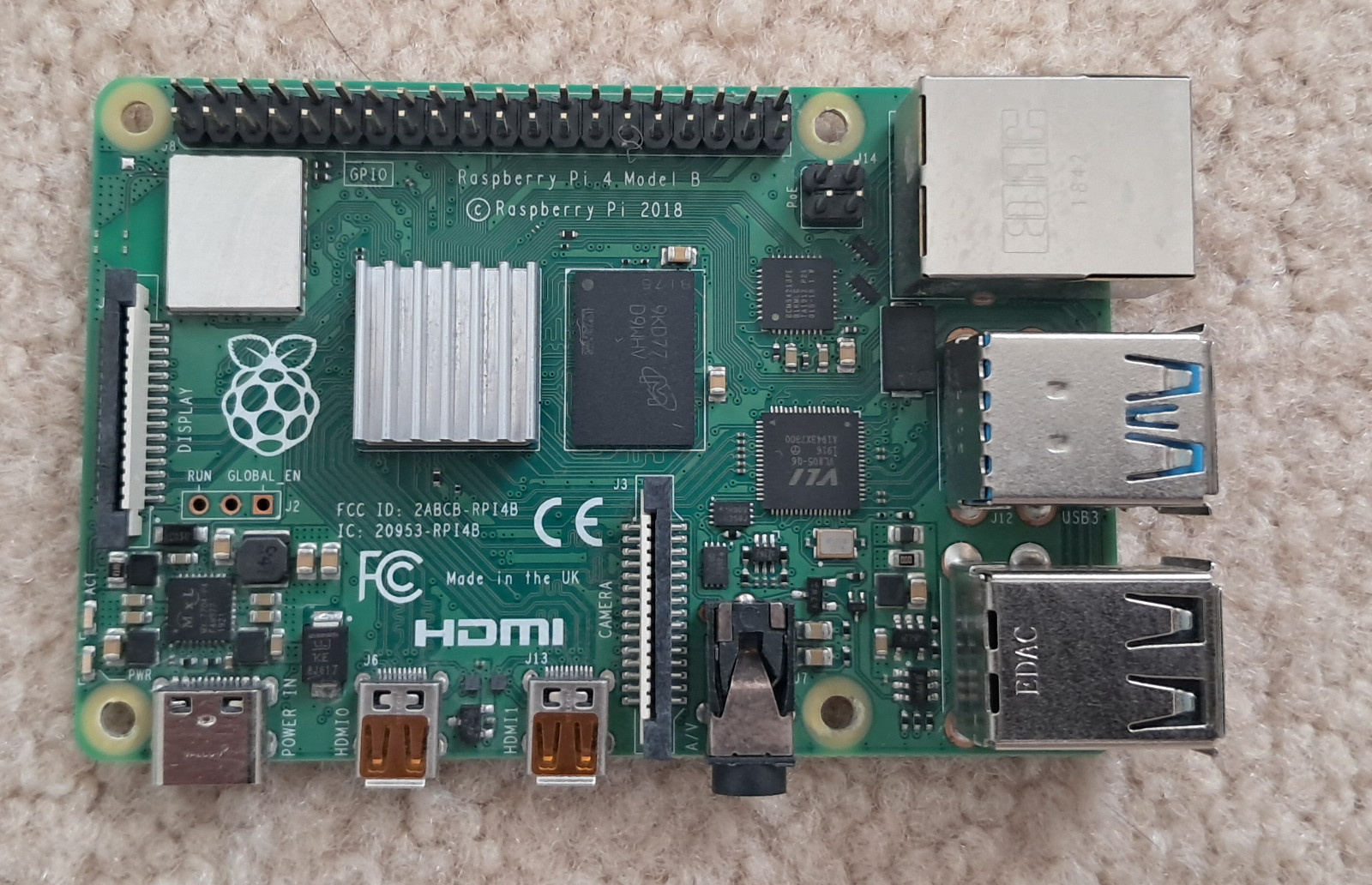 Raspberry Pi 4 Model B, 4GB DDR4 RAM Single Board Computer