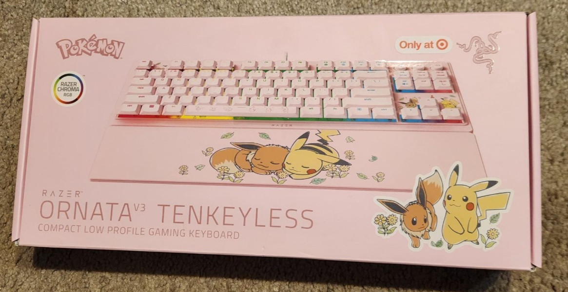 NEW IN BOX Pokemon x Razer Ornata V3 X Tenkeyless Pikachu & Eevee Edition Pink