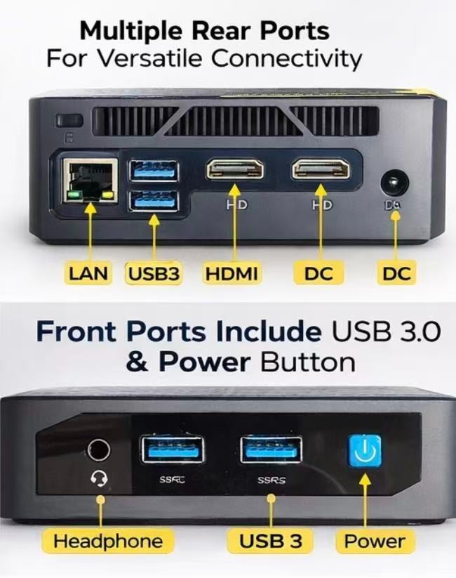 Mini Desktop PC Intel Inside Dual HDMI Small Form Factor Office Home Computer