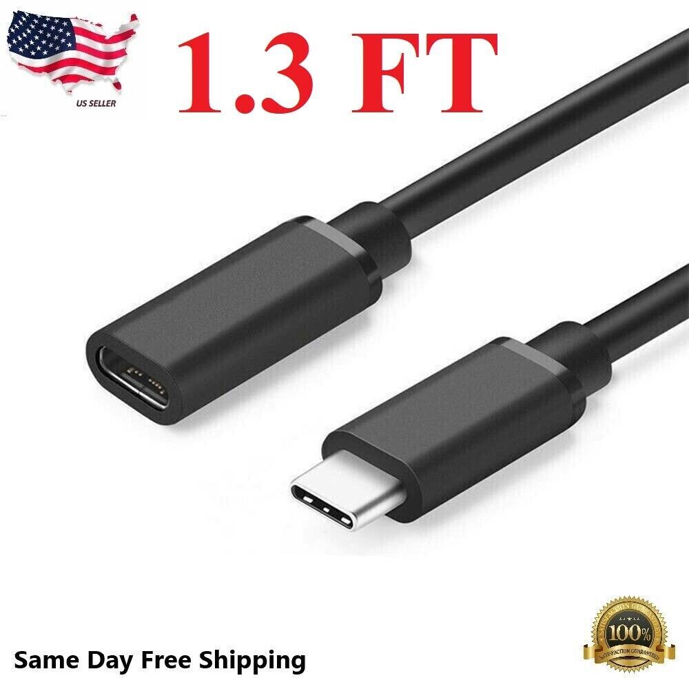 1/3/6 Feet Type C USB 3.1 Male to USB-C Female Extension Data Cable Cord Black