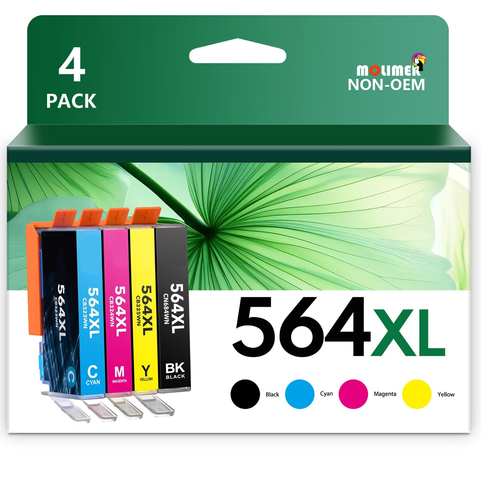 564XL Ink cartridge Replacement for HP 3520 3522 3525 3526, 1BK/1C/1M/1Y