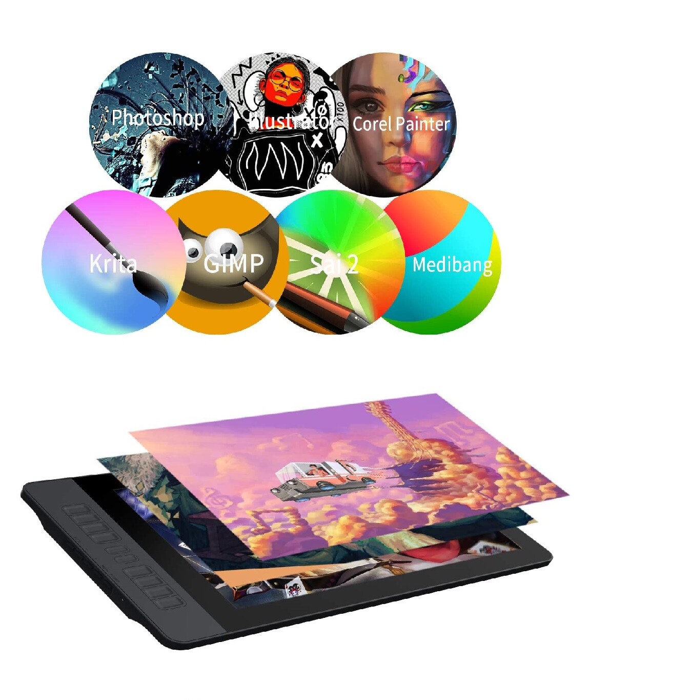 Refurbished GAOMON PD1561 Digital Graphic Drawing Tablet with Screen Pen Display