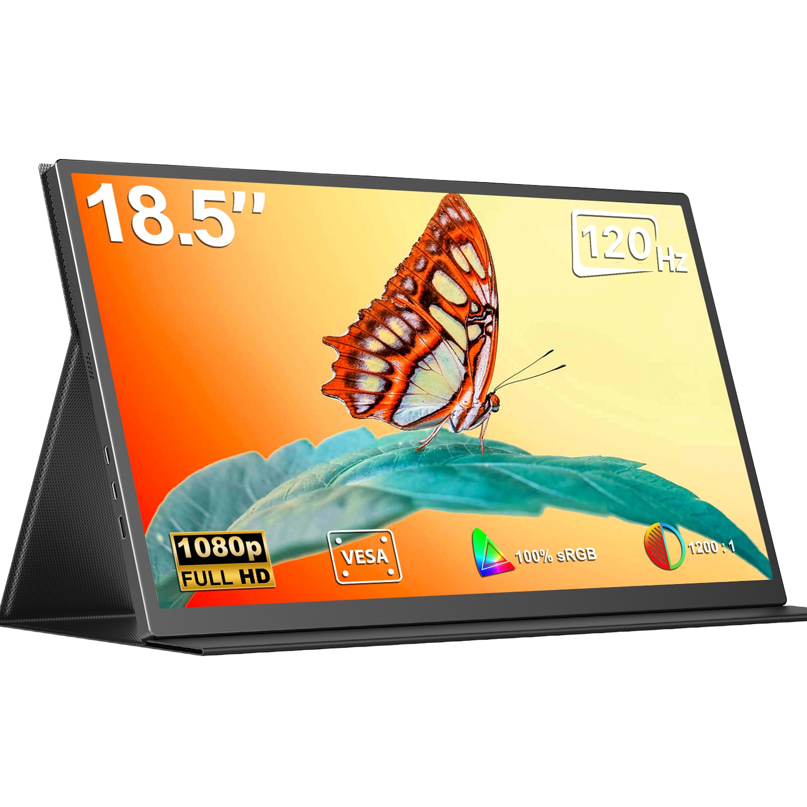 18.5″ Portable Monitor 120Hz Display 1080P HDMI USB C Display For Gaming Xbox PC