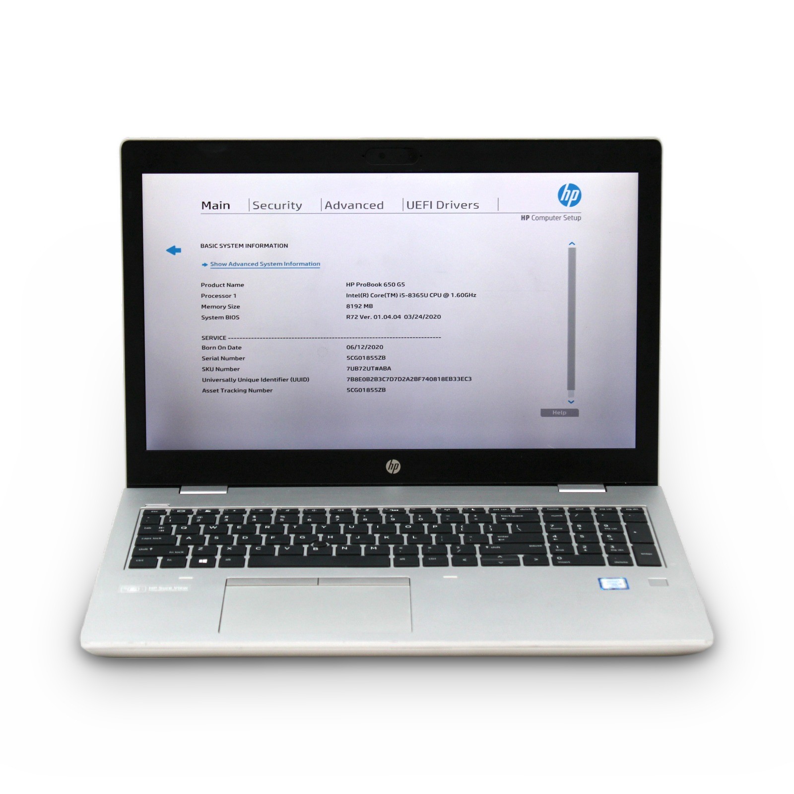 HP ProBook 650 G5 15.6in i5-8365U 8GB FHD No OS, Drive, Power Cord