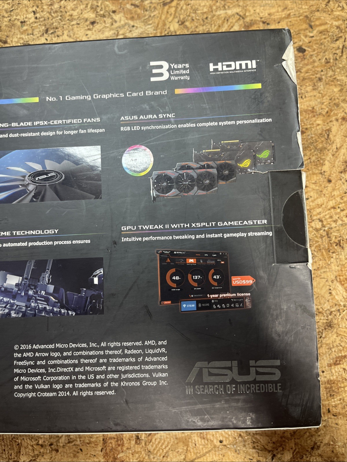 AMD Radeon RX VEGA 64 8GB Asus ROG-STRIX GAMING OC Edition Graphics Card