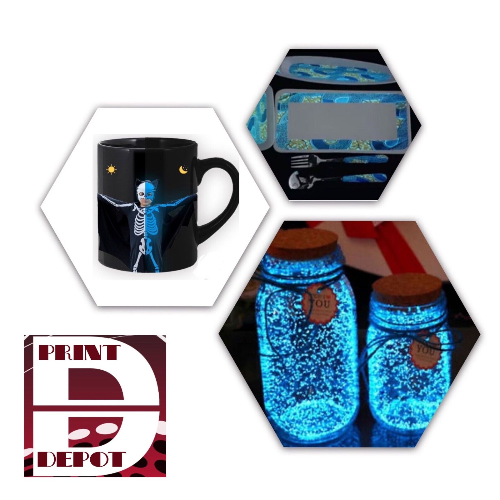 Ink jet Waterslide Decal Paper Glow In The Dark BLUE Transfer 20 Sh 8.5”x11”
