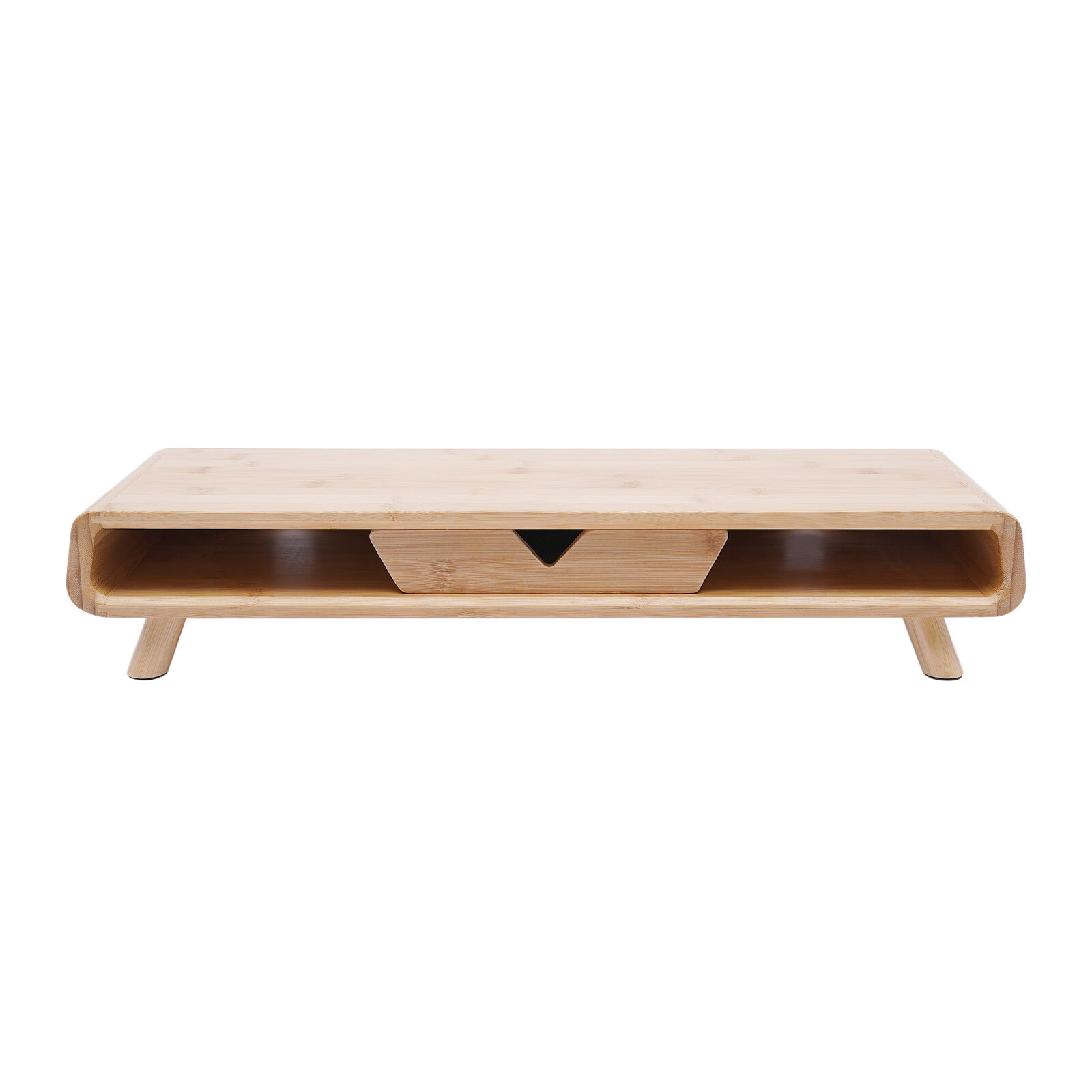 Bamboo Monitor Stand With Drawer & Back Baffle 4.5in Height Riser
