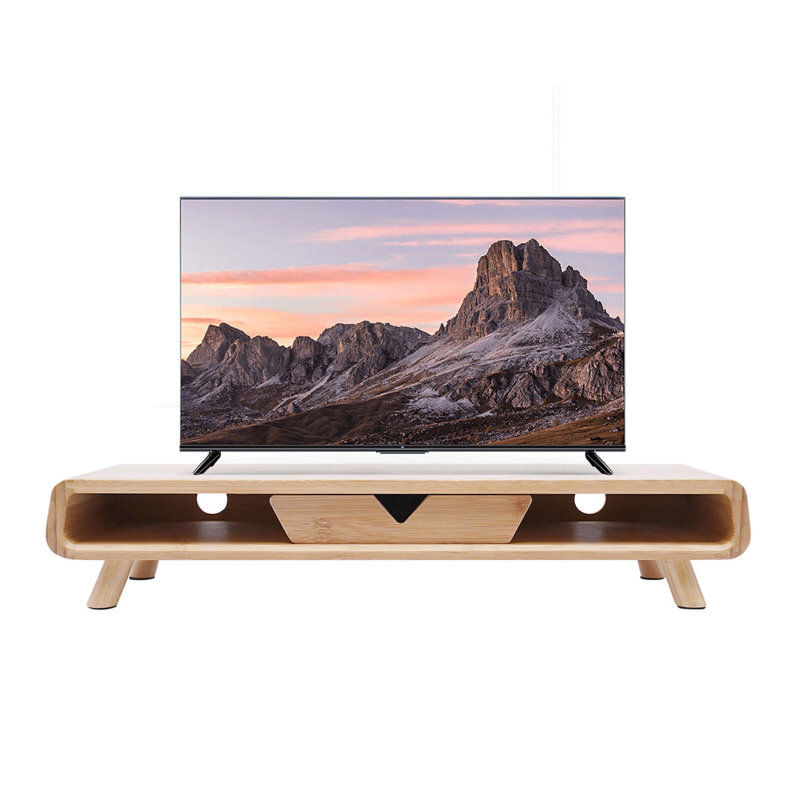 24in Bamboo Monitor Stand W/ Drawer Back Baffle Desktop Stand Riser 4.5in Height