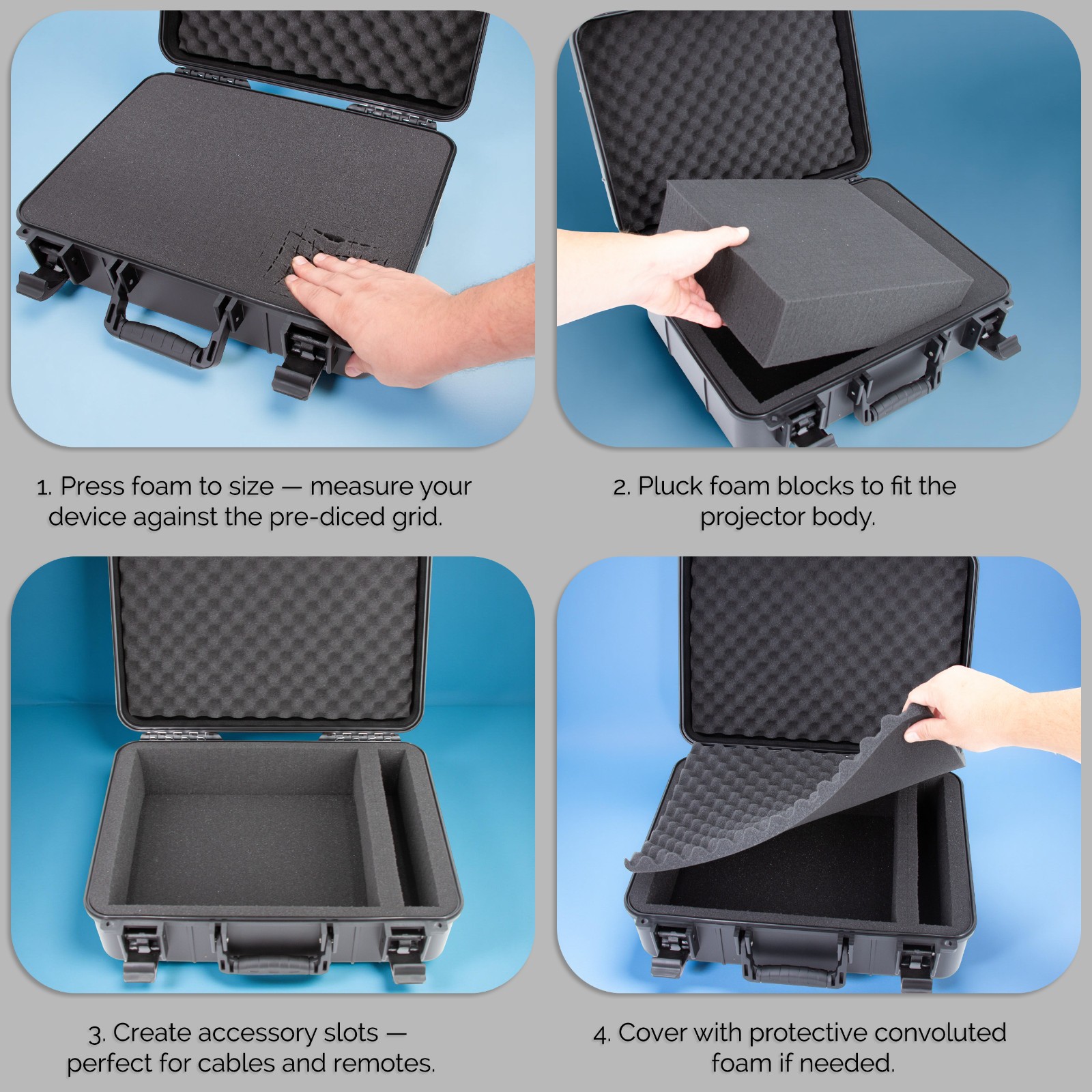 CASEMATIX Hard Projector Case for BenQ Projectors in Customizable Foam