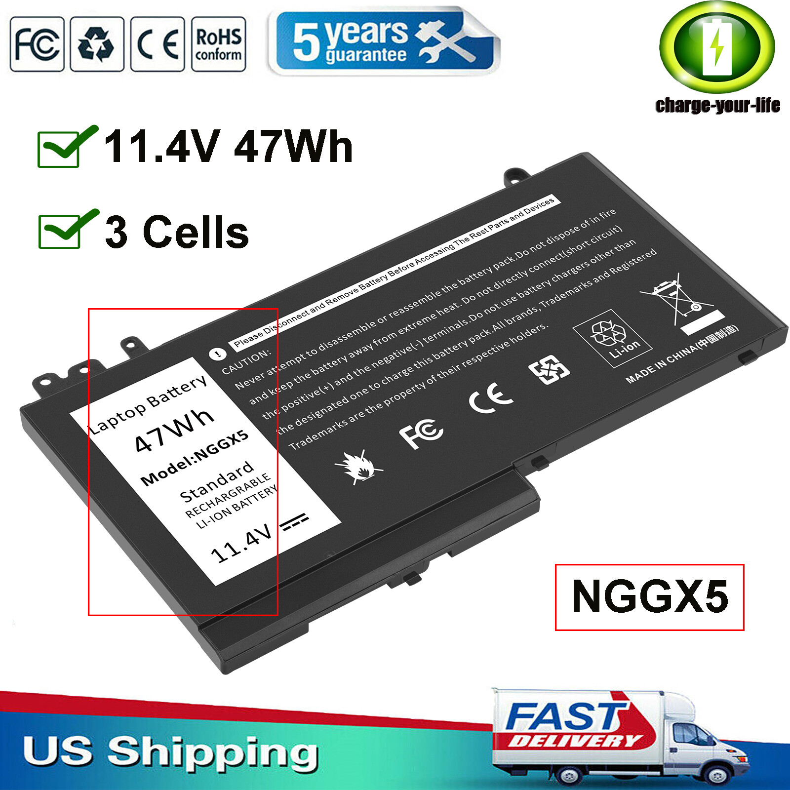 NGGX5 Battery For Dell Latitude E5270 E5470 E5570 Precision M3510 954DF JY8DF