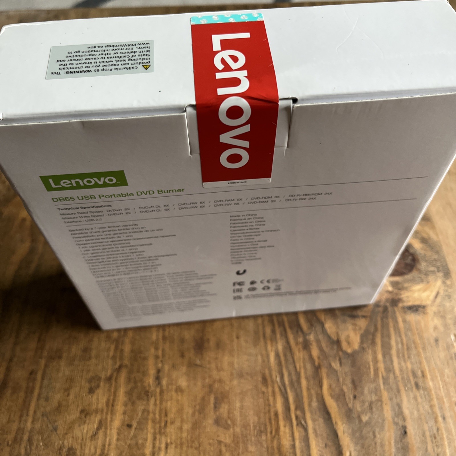 Lenovo DB65 Slim USB 2.0 Portable DVD Burner 8X USB-Black – New in box Sealed
