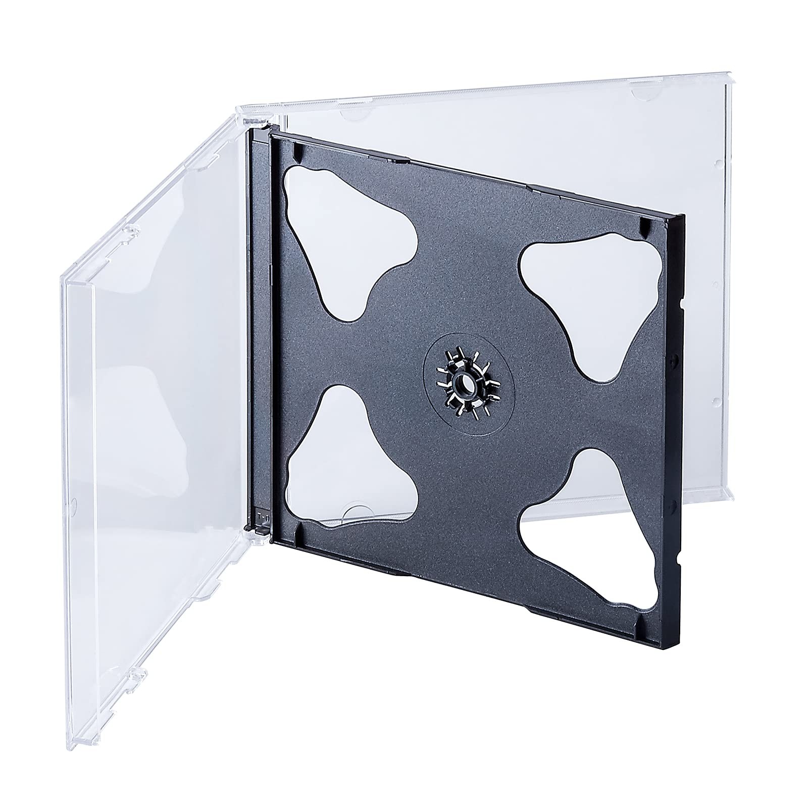 Maxtek 10.4 mm Standard Double (2 Discs Capacity) Clear CD Jewel Case with Black