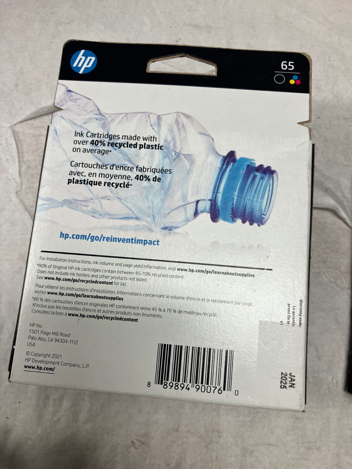 HP 65 Black & Tri Color Ink Cartridges Exp 2025 LOT OF 4