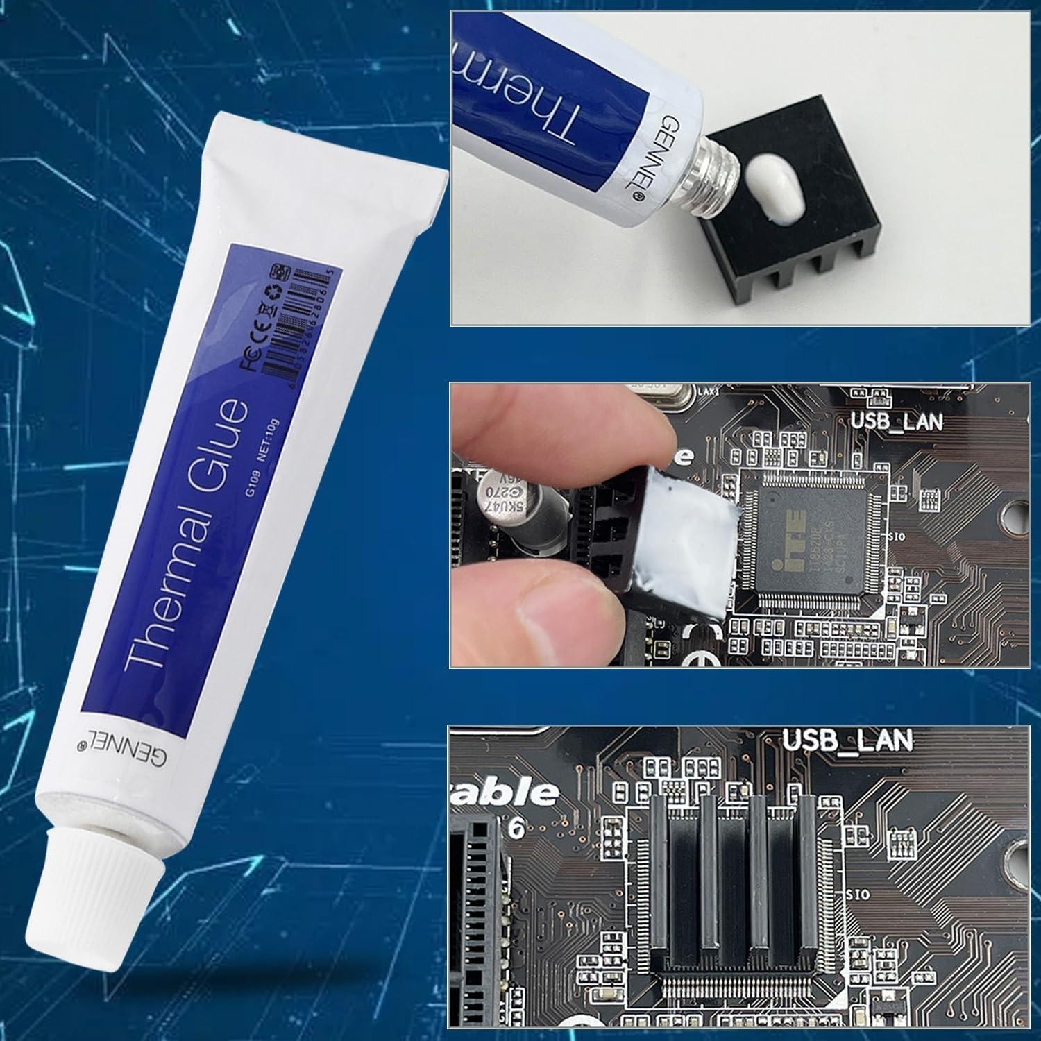 10g Thermal Conductive Glue G109 – Heatsink Silicone Adhesive GPU CPU LED IC Kit