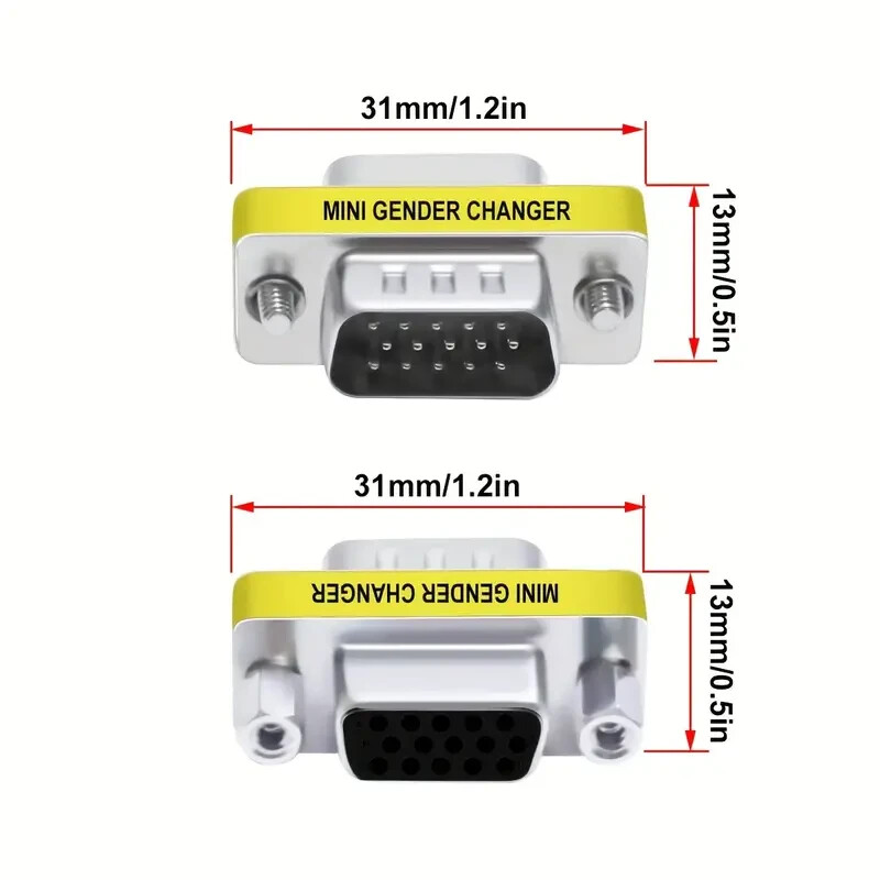 VGA SVGA Female Male 15 Pin Connector Gender Converter Adapter Coupler Extender