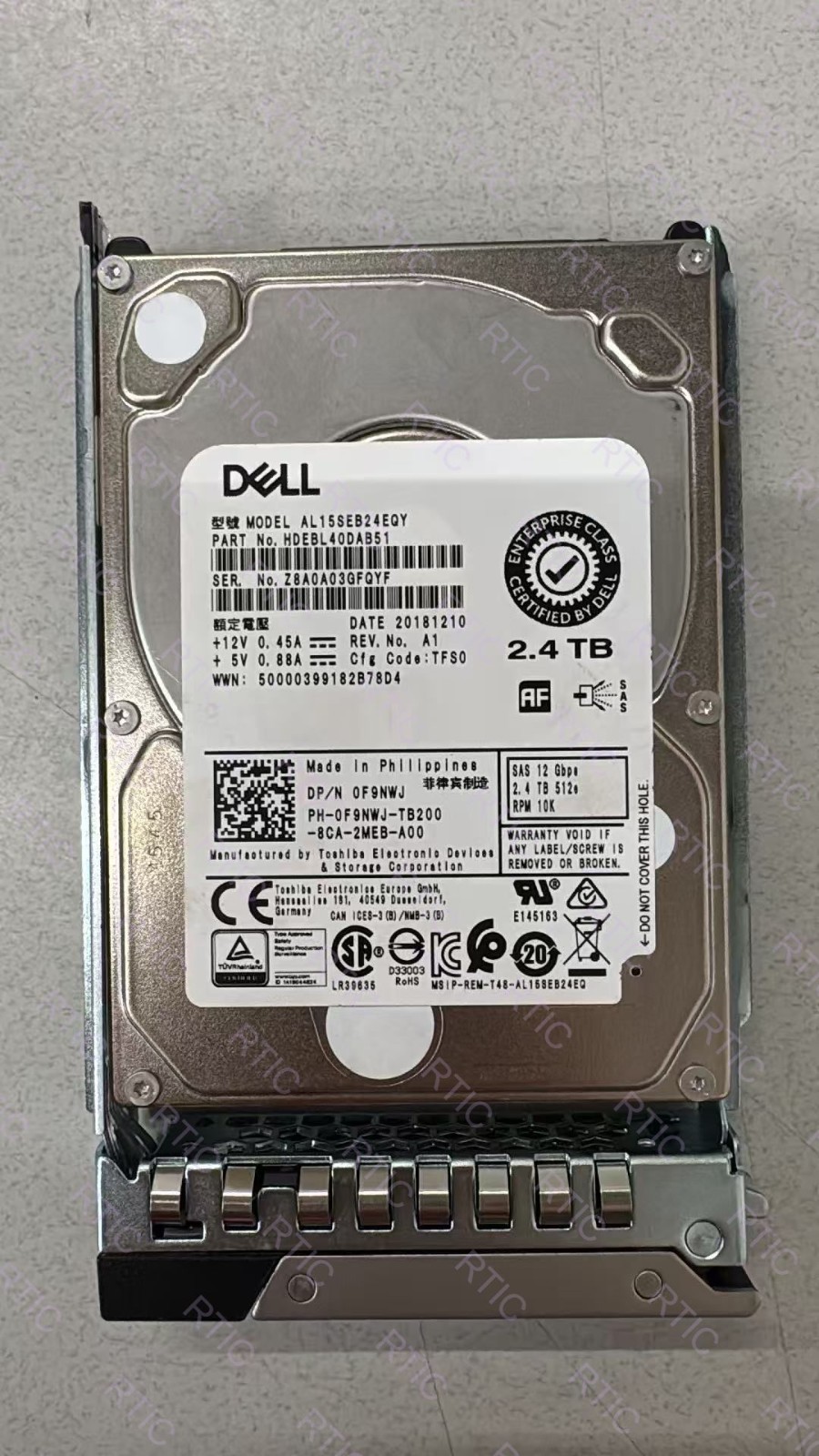 Dell F9NWJ 1.8TB Internal 10K RPM 6Gbps SAS 2.5” (AL15SEB24EQY) Hard Drive 90%