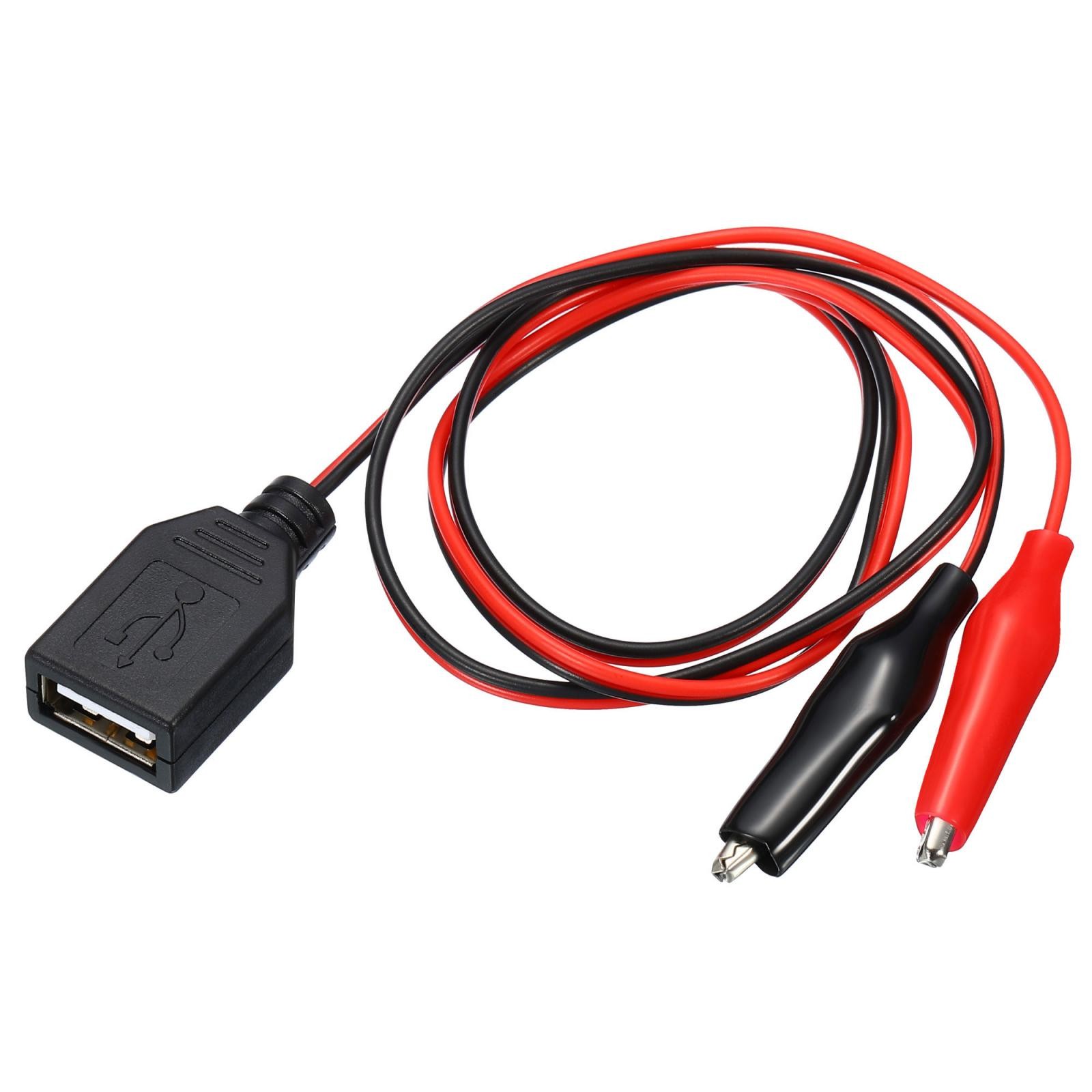 USB Female to Alligator Clips 60cm Test Wire Black, Red 2Pcs