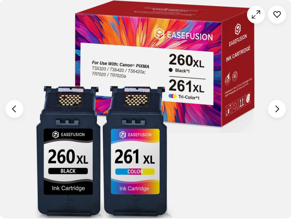 EaseFusion 260XL 261XL Ink Cartridges Replacement for Canon Pixma TS5320 TS6420