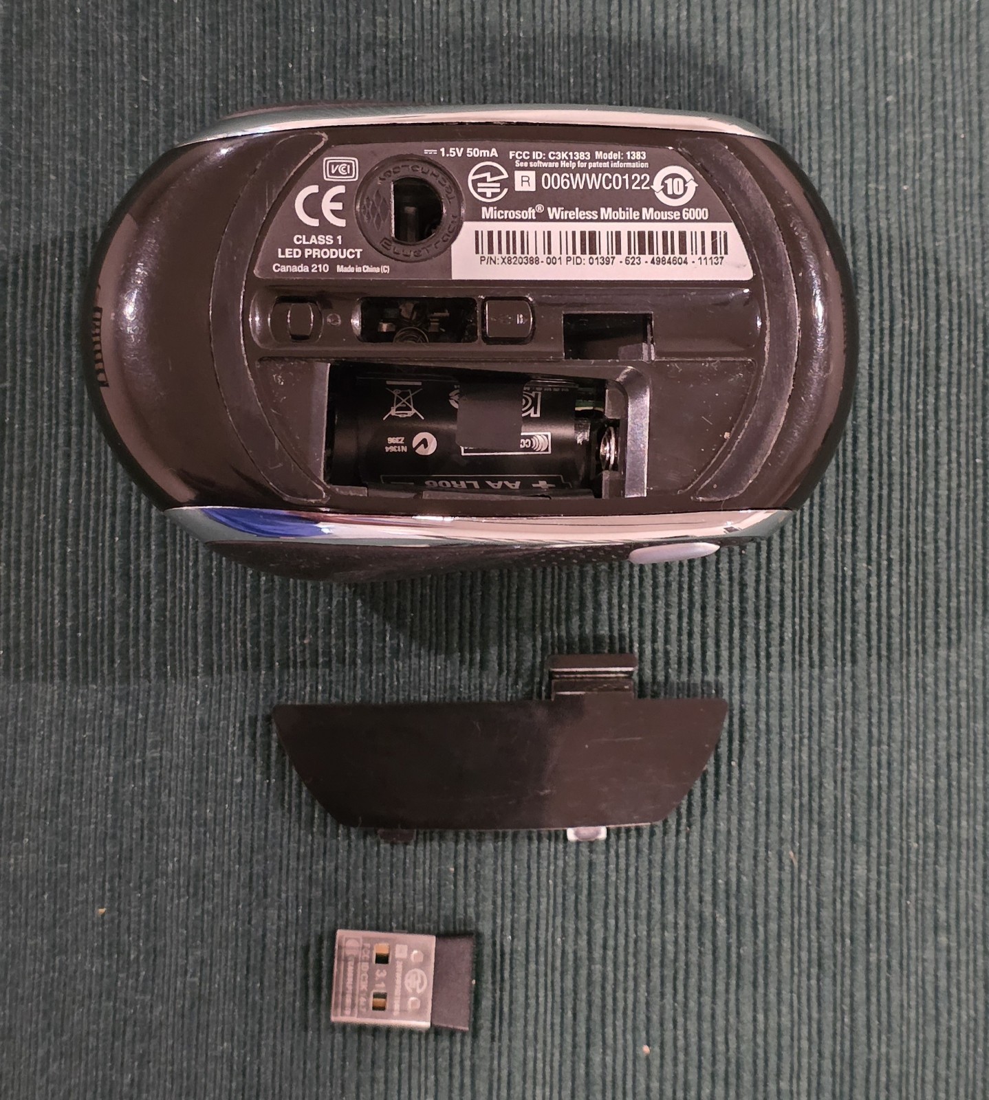 Microsoft Wireless Mobile Mouse 6000 Model 1383 Black with BlueTrack