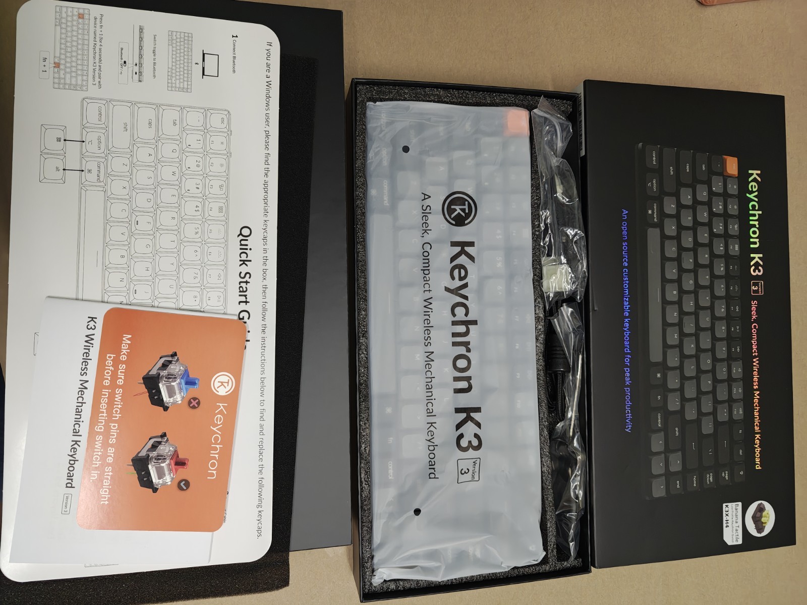 Keychron K5 Pro Wireless Mechanical Keyboard Banana Tactile Switches -New/Open B