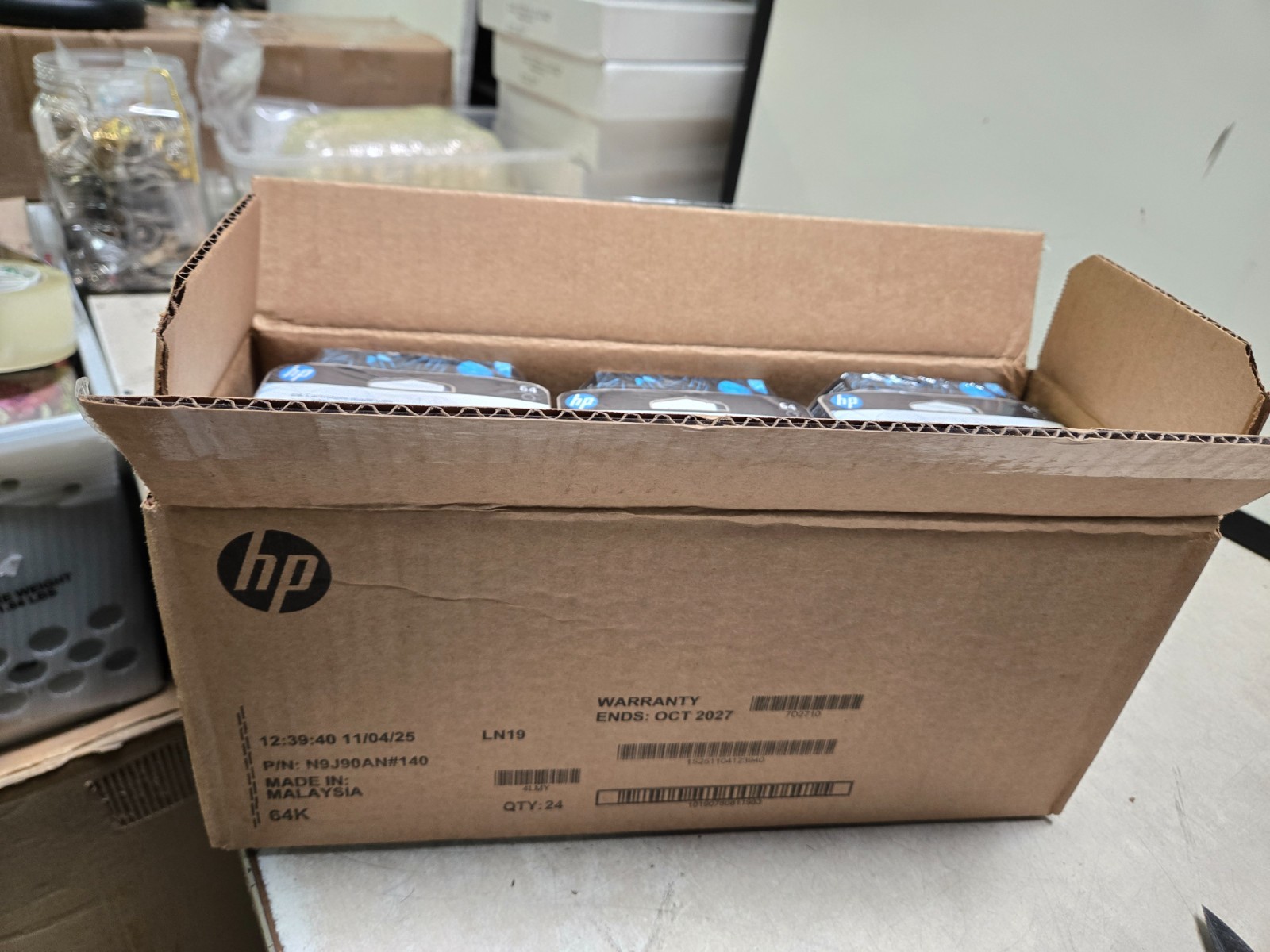 Case of 24 Sealed HP 64 Black Original Ink Cartridges N9J90AN#140 OCT 2027