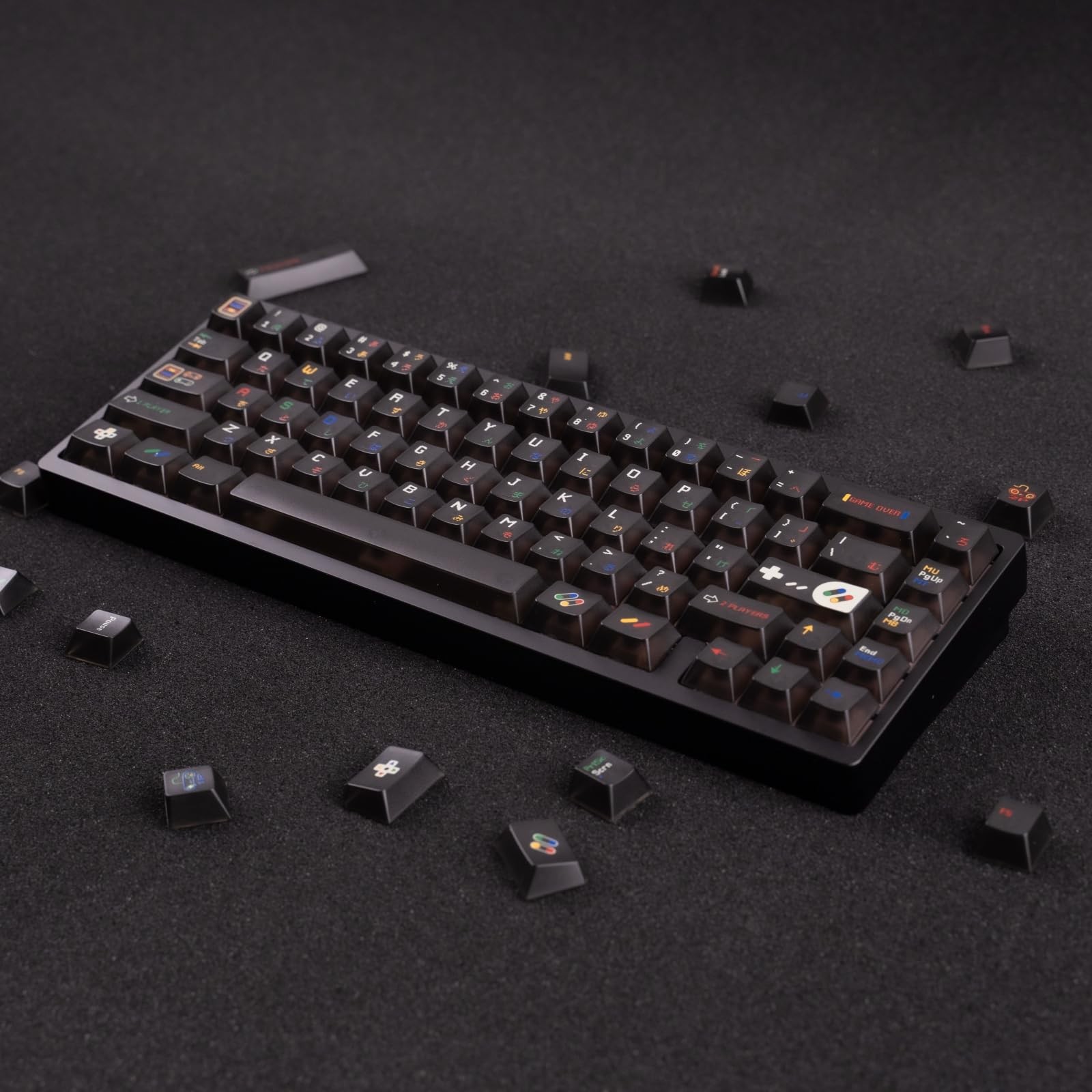 Clear Black Matte Transparent PC 122 Keys Cherry Profile Keycaps Set Backlit