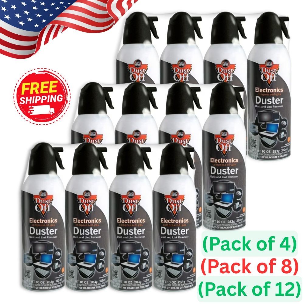 Instant Dust-Off Electronics Compressed Gas Duster, 10oz (Pack of 4, 8,12)