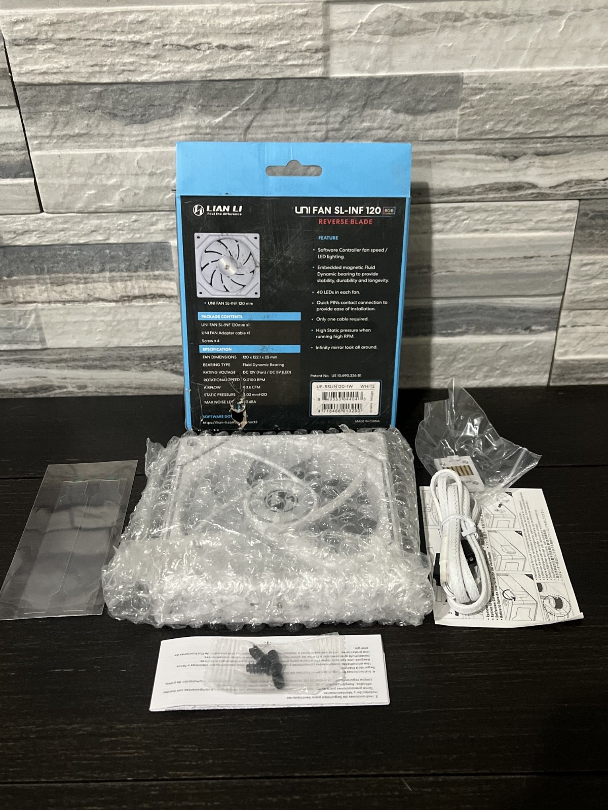 Lian Li UNI FAN SL Infinity 120 Reverse Blade White ARGB PWM PC Case Fan