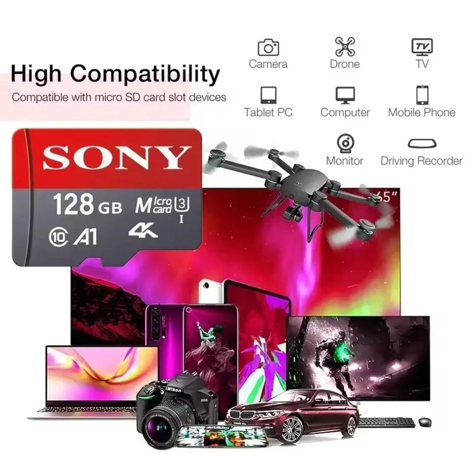 128GB Micro SD Card Memory Card Class 10 A2 fr Camera Phones SD Card & Adapter
