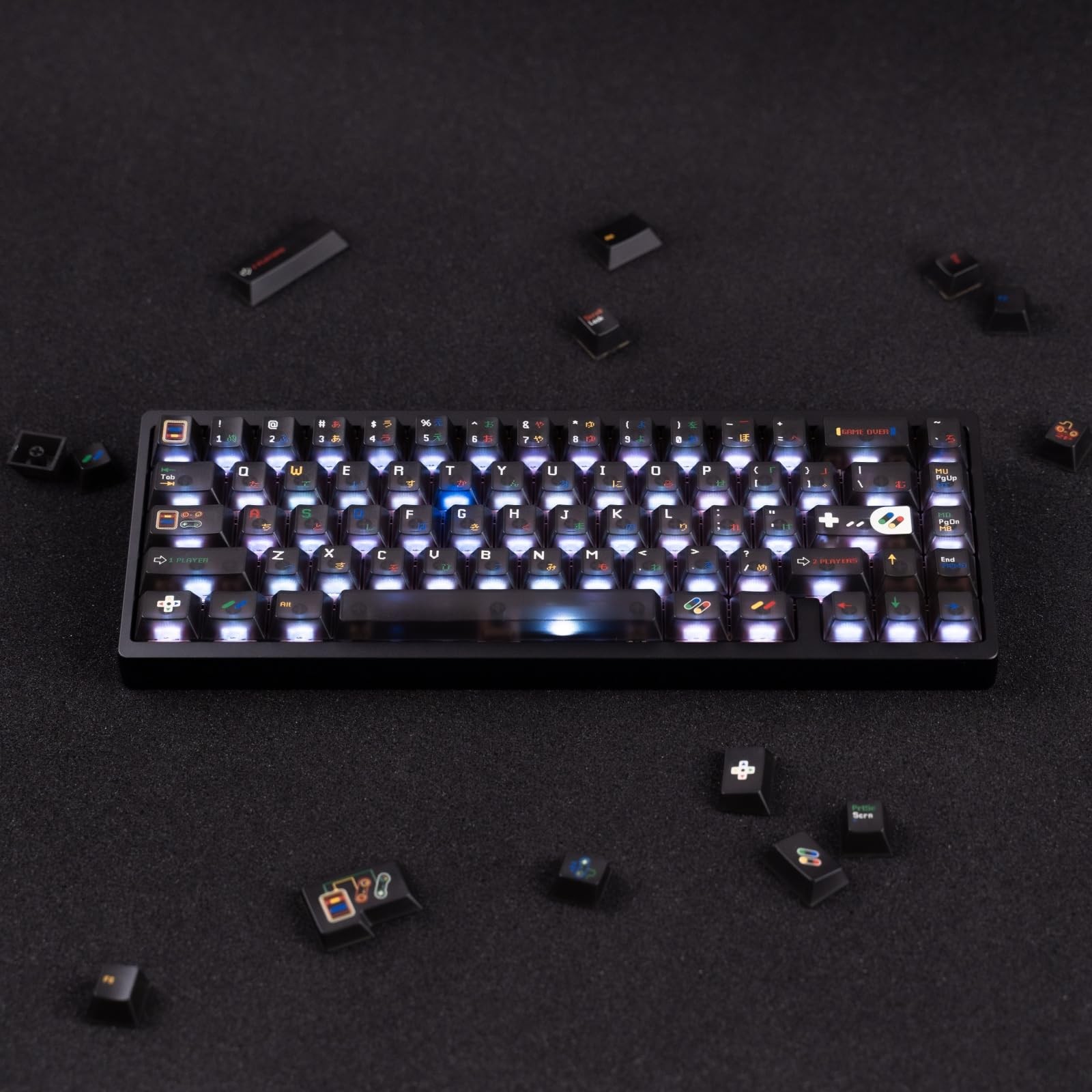 Clear Black Matte Transparent Keycaps 122 Keys Cherry Profile Backlit PC Set