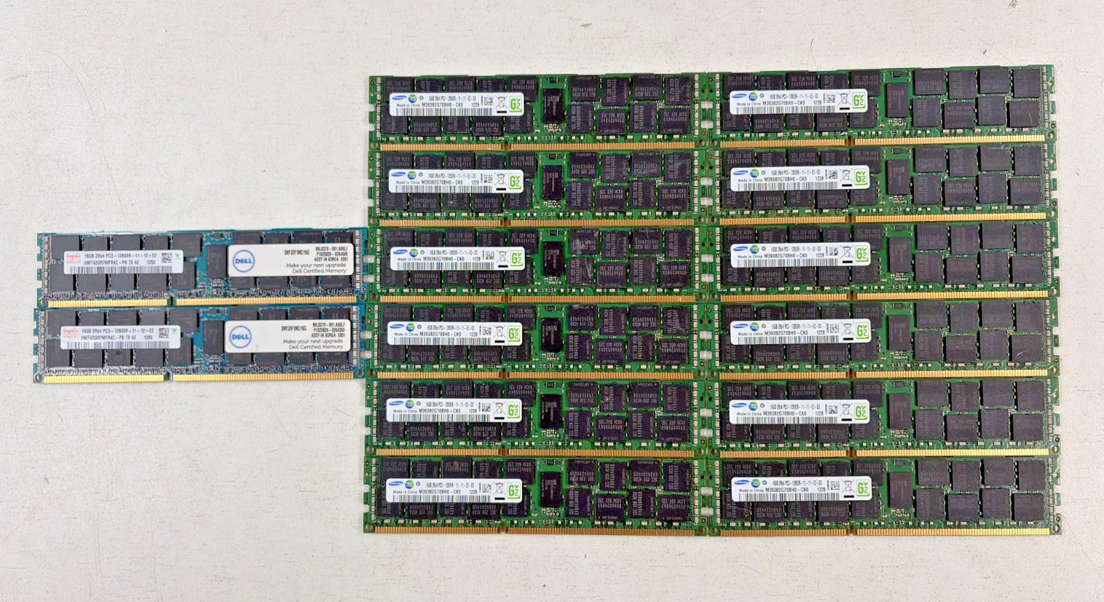 Lot of 14 16GB 2Rx4 PC3-12800R DDR3-1600 240-Pin RDIMM ECC Server Samsung/Hynix