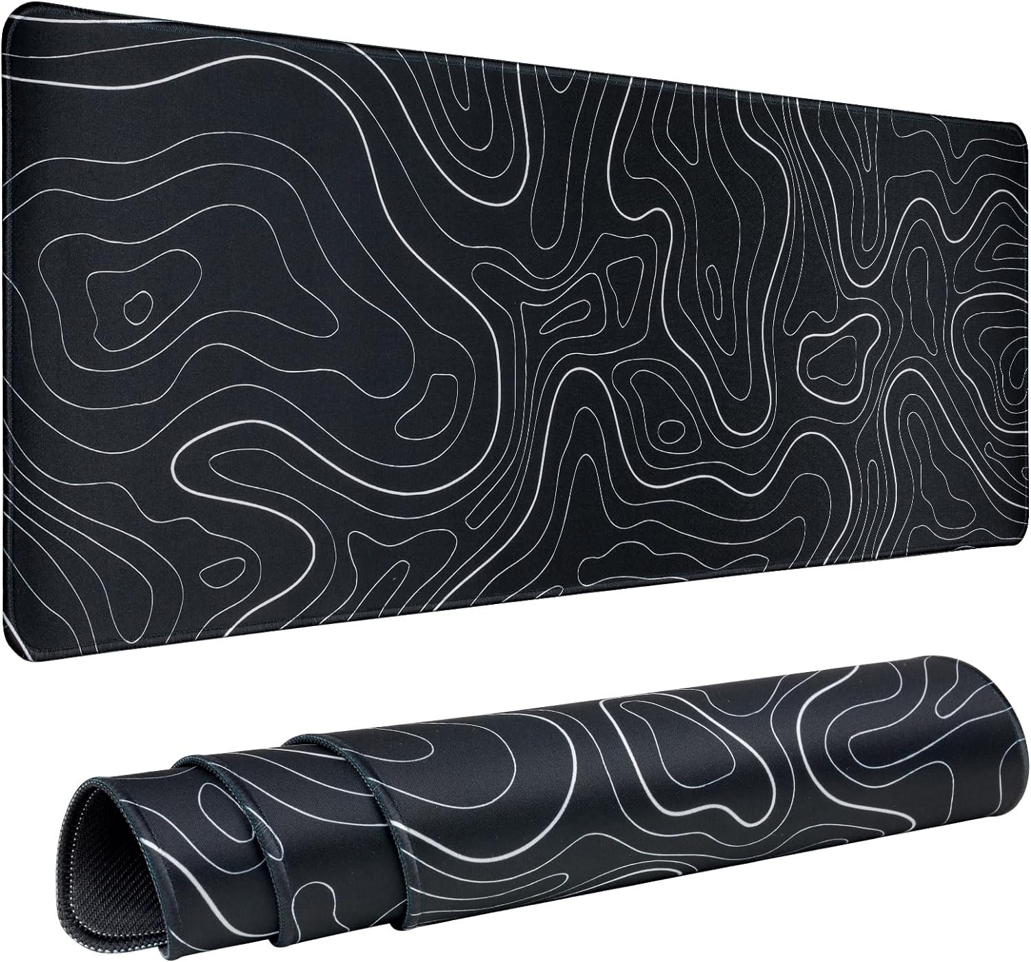 Gaming Mouse Pad Large 31.5 x 11.8in Topographic Keyboard Large, Black