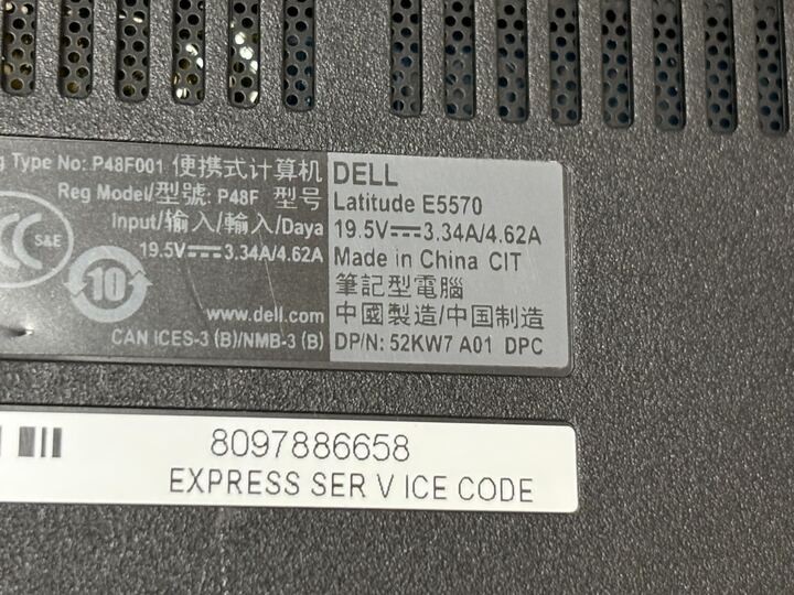 15.6″ Dell Latitude E5570 Laptop Intel i7-6600U NO RAM NO SSD – Fair Battery