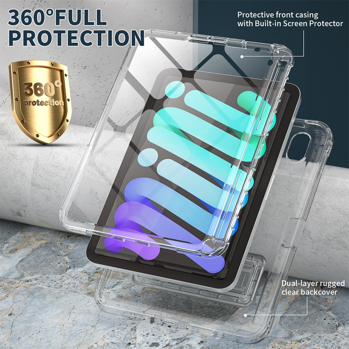 For iPad Mini (A17 Pro) 7th/6th Generation Case 8.3 inch Shockproof Stand Cover