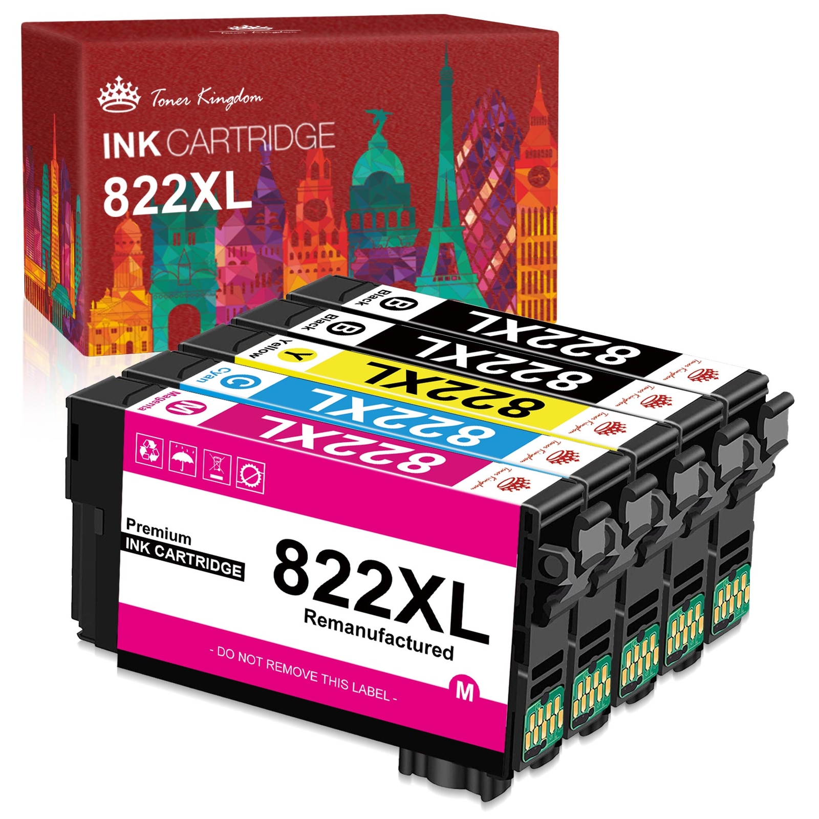 5Pack 822XL T882XL Ink Cartridge For Epson WorkForce Pro WF-3820 WF-4834 WF-4833