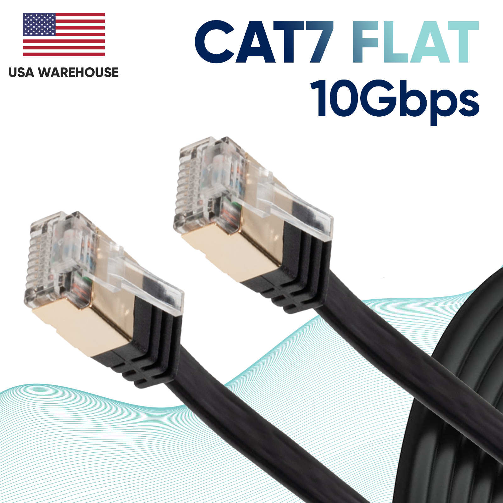 New 15FT CAT7 CAT 7 Flat Ethernet Cable LAN RJ45 Internet Router Patch Cord