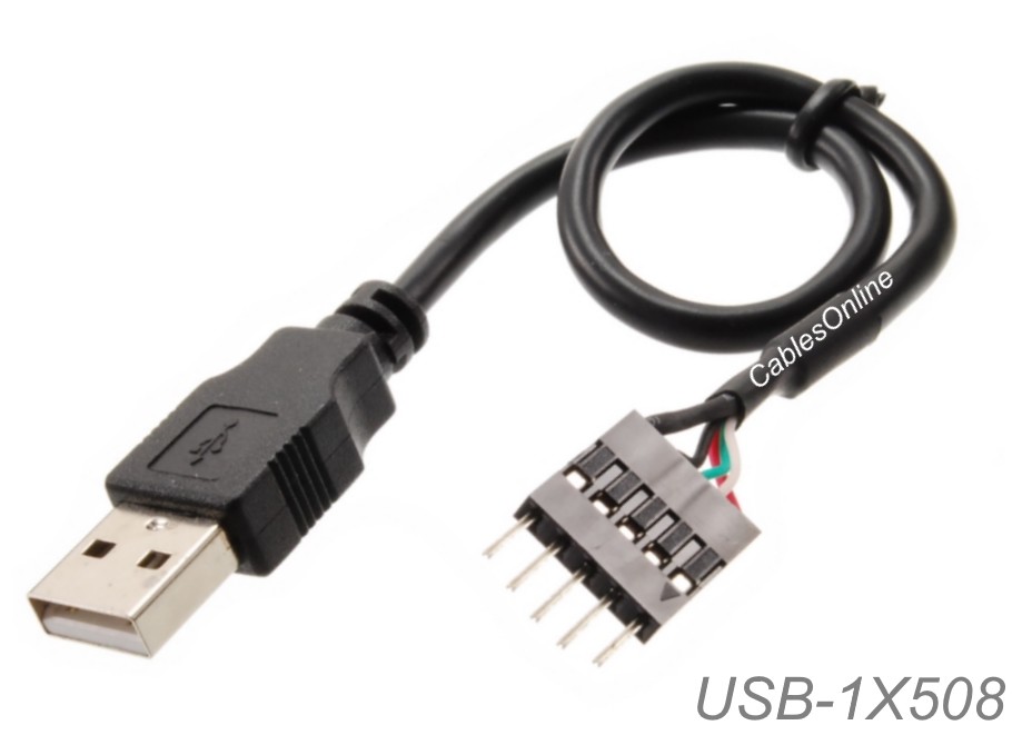 8-inch USB 2.0 A-Male to (1×5) 5-Pin IDC Motherboard Connector Adapter Cable
