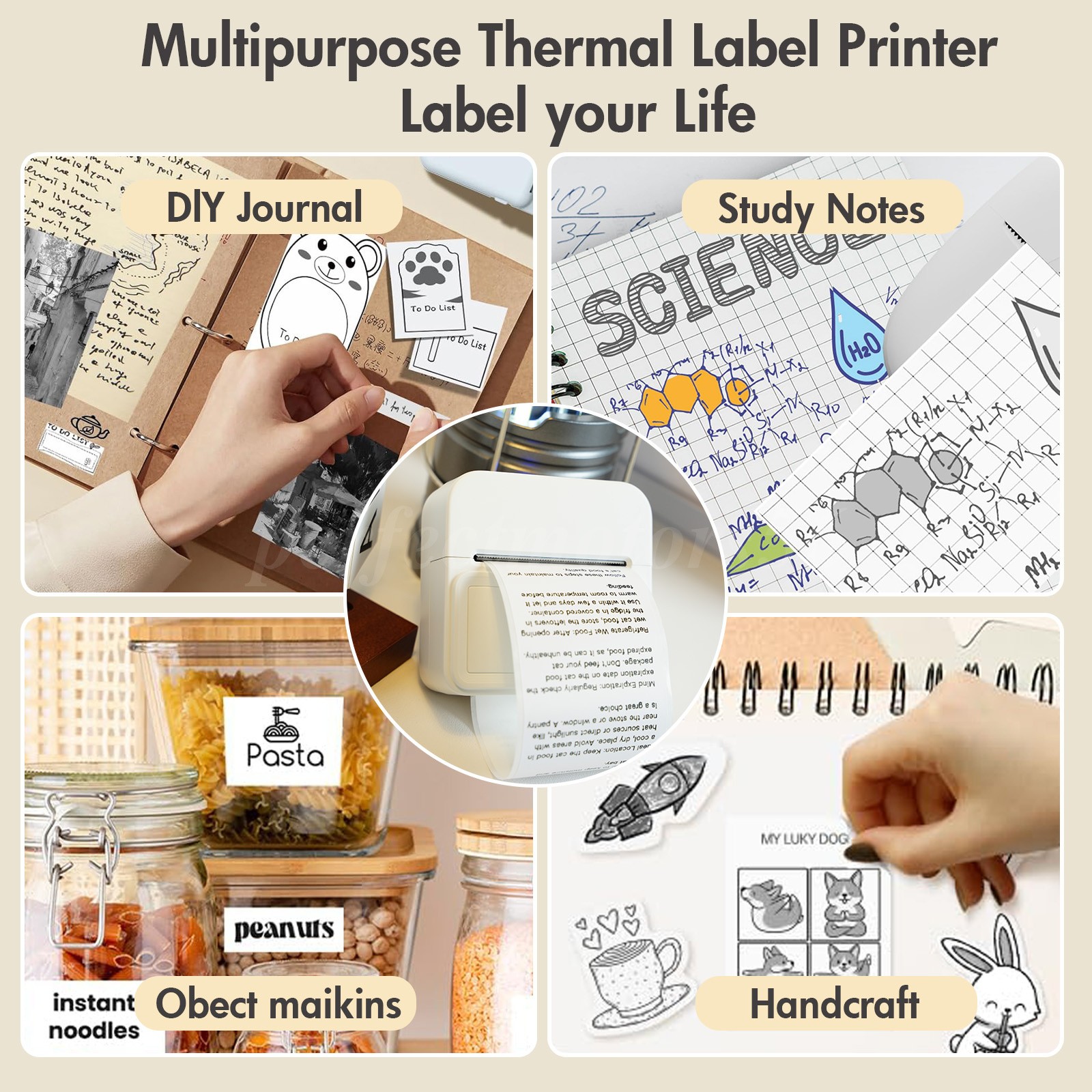 Portable Mini Thermal Printer Wireless Receipt Bill Ticket Printer+10 Roll Paper