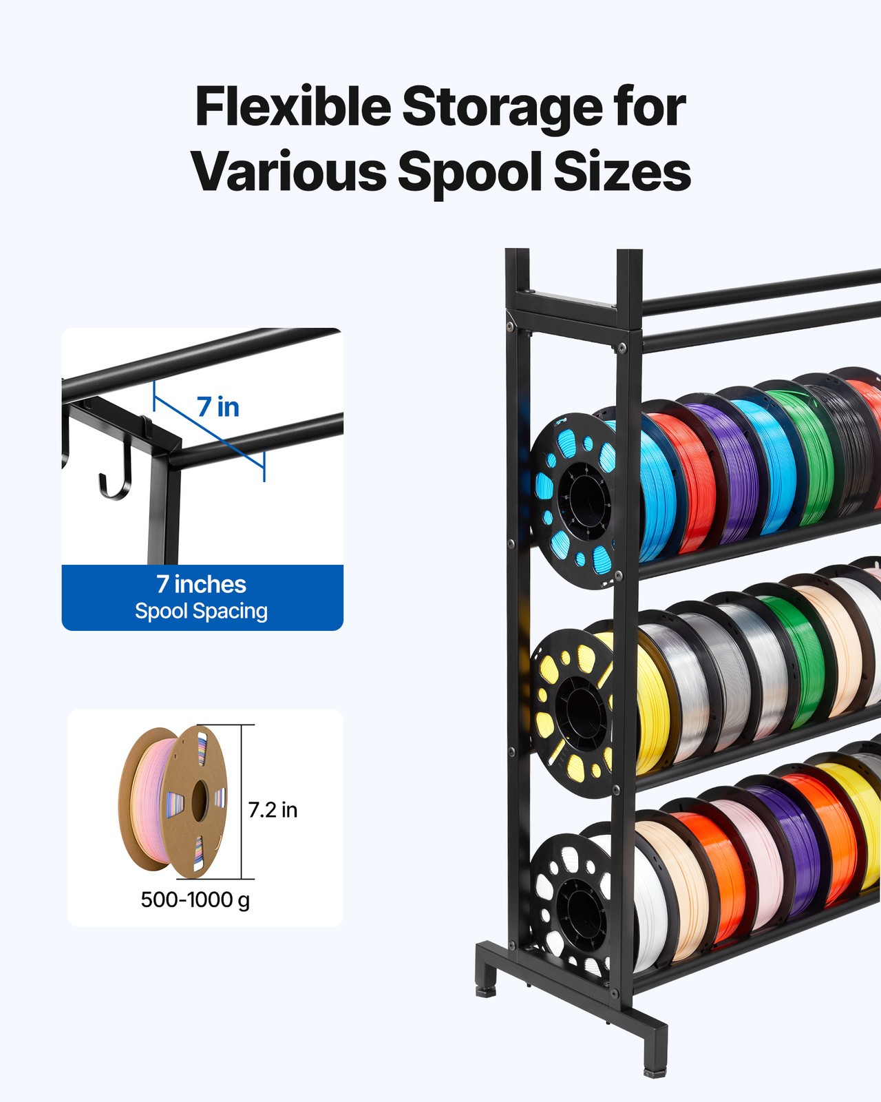 VEVOR 3D Printer Filament Storage Rack 7 Tier Filament Spool Holders Racks