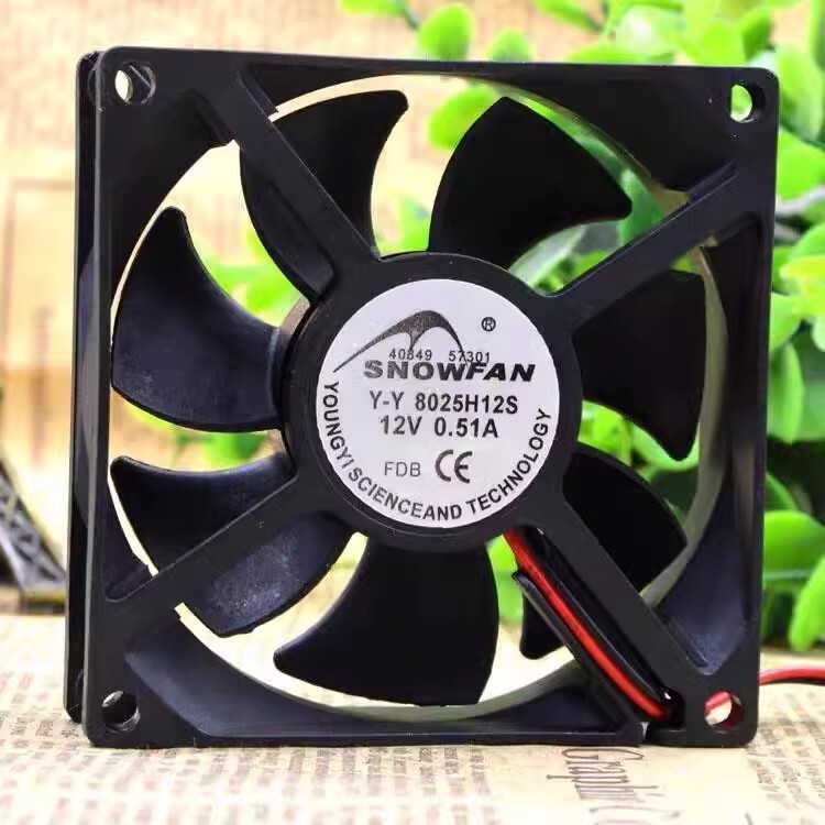 SNOWFAN Y-Y8025H12S DC12V 0.51A 8CM 2-Wire Silent Cooling Fan