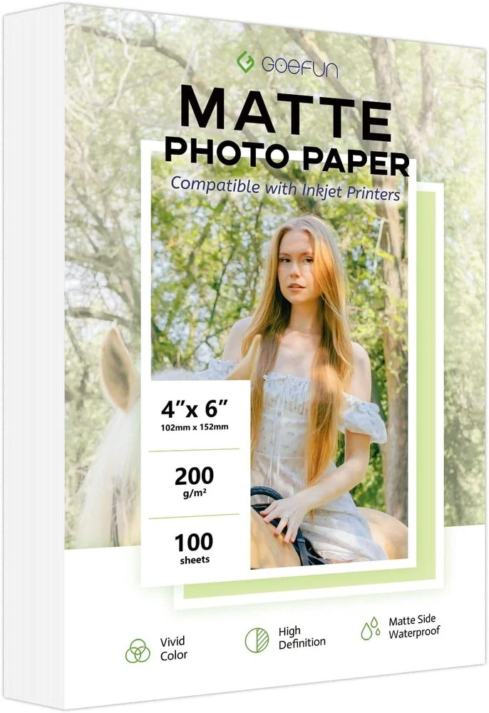 Matte Photo Paper 4×6, 200 GSM/54LB Inkjet Photo Paper for Printer 100 Sheets…