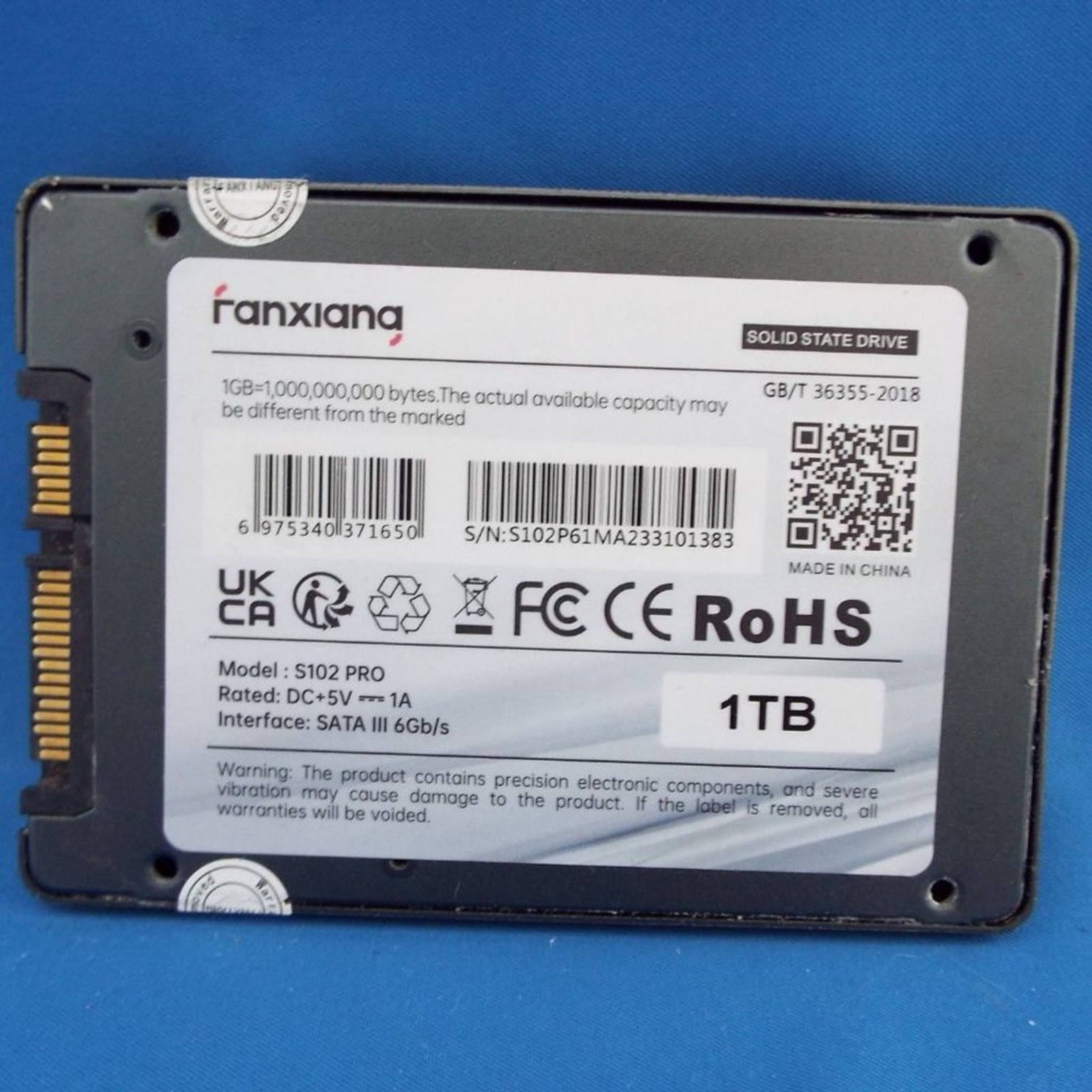 FanXiang S102 Pro – 1TB – SATA III – Internal SSD – 2.5″ 560MB/s read/write