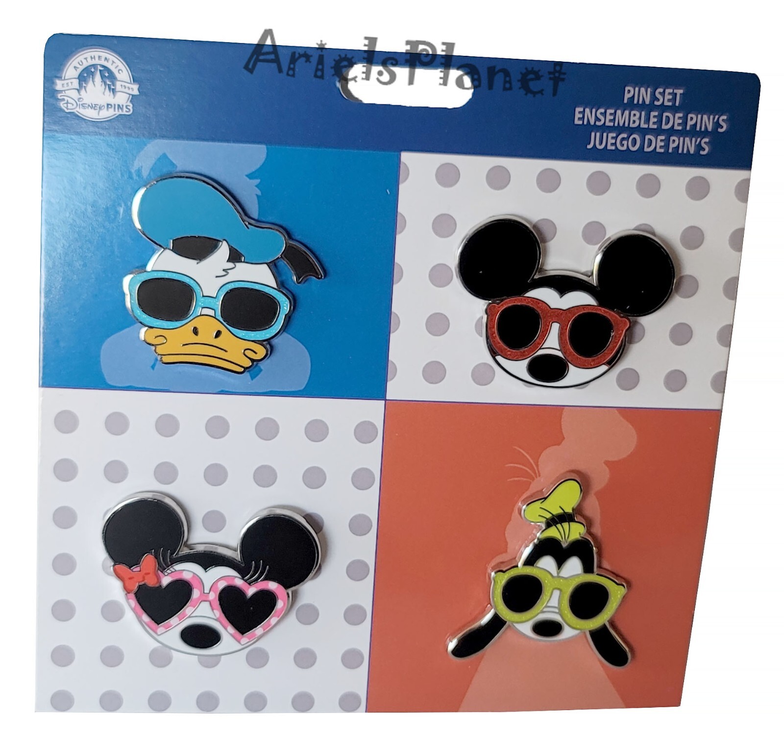 Disney Parks Donald Duck Mickey Minnie Mouse Goofy Sunglasses Pin Set Of 4